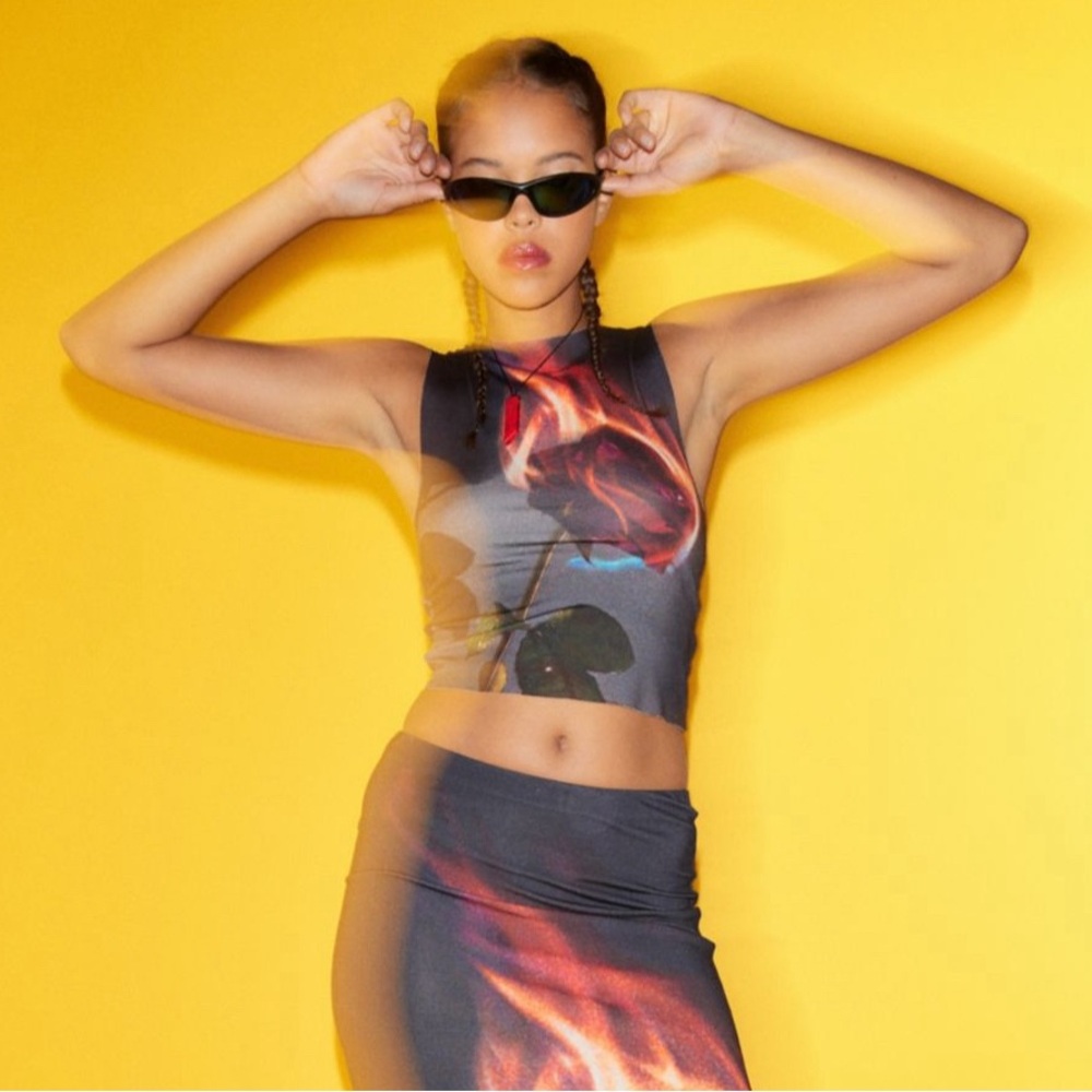 UO Jaded London Flaming Rose Cropped Tank
